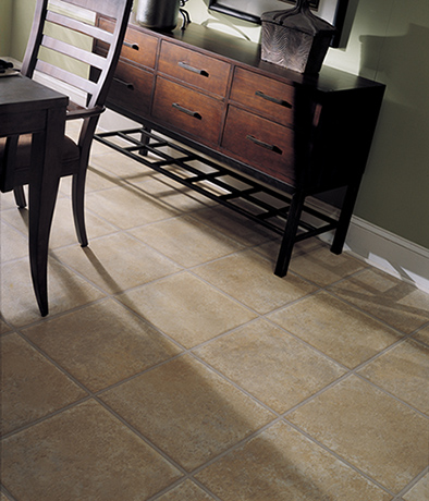 A heated floor in dining room.